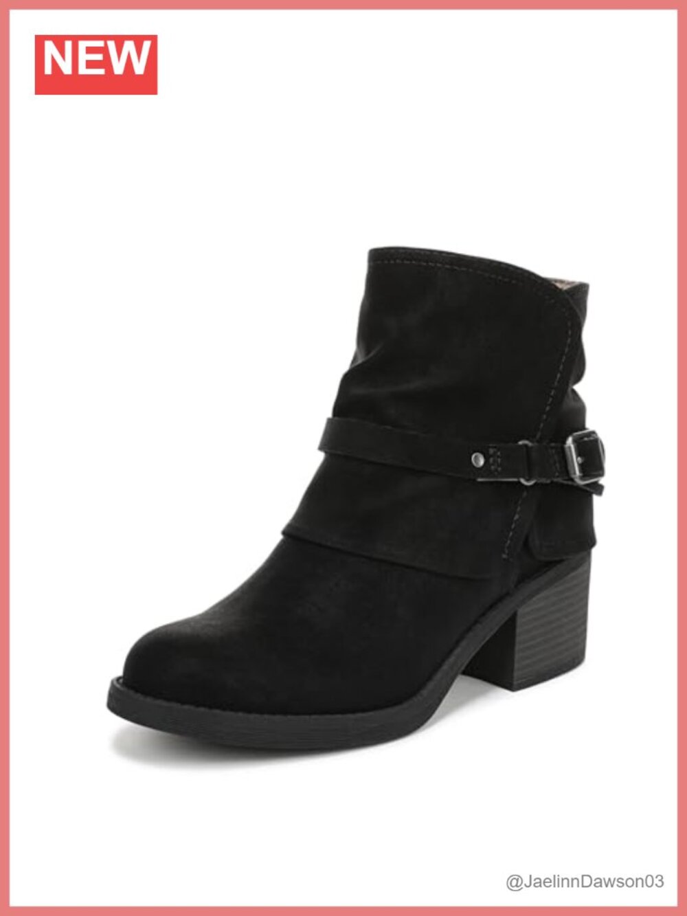 Faux Leather Foldover Ankle Booties Block Heel Size US Women's 7
